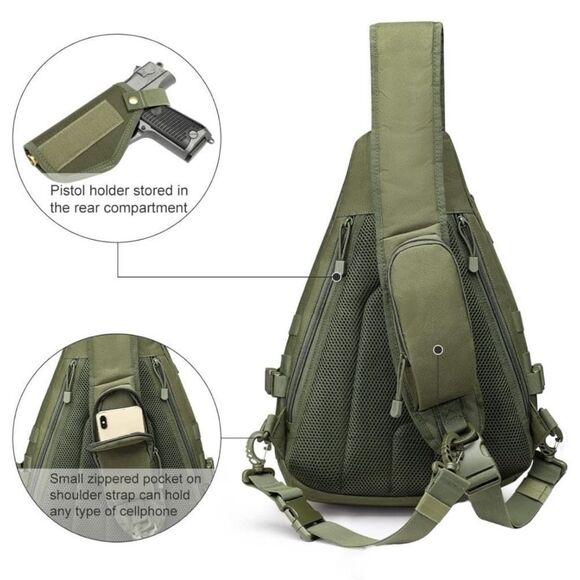 CCDW Tactical EDC Sling Backpack, Military Rover Shoulder Sling Bag Pack… - Picture 4 of 6